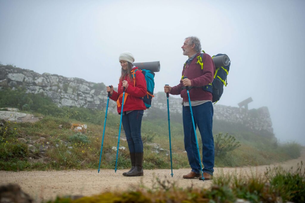 active senior hiking vibrant outdoors
