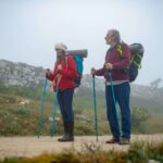 active senior hiking vibrant outdoors