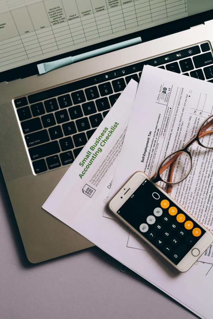 calculator planning tax forms workspace