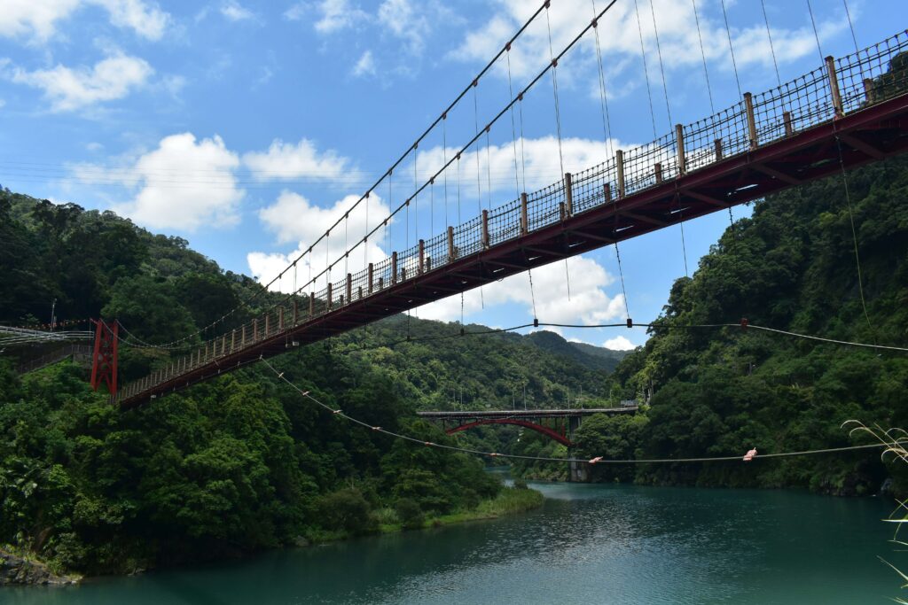 river bridge crossing mountain