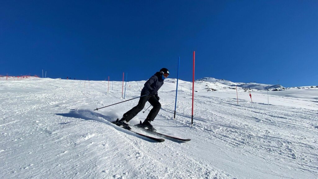 slalom skier staying on course