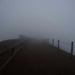fog mountain path uncertain visibility
